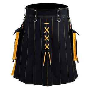 Classic Scottish Festival Men Kilt Traditional Highland Dress Skirt Pocket Med